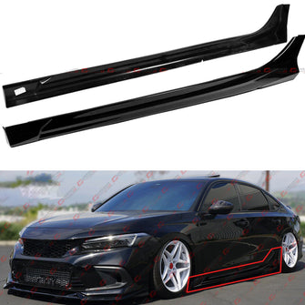 For 2022-2025 Honda Civic 11th Gen GF Bodykit V1 Gloss Black Side Skirt Extension