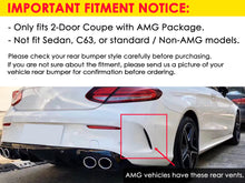 Gloss Black Rear Diffuser w/ Silver Round Exhaust Tips for Mercedes W205 C205 Coupe C300 C43 AMG 2015-2023