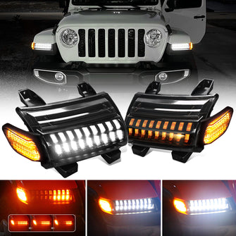 Pair LED Fender Lights for Jeep Wrangler JL 2018-2024 Sequential DRL Turn Signal