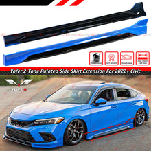 For 2022-2026 Honda Civic Yofer V1 Boost Blue Black 2-Tone Side Skirt Extension