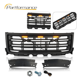 Fits for 2011-2014 GMC Sierra 2500 3500 Front Bumper Hood Grille Matte Black