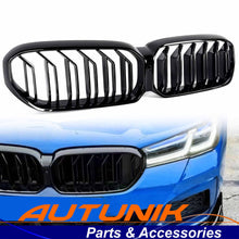 Dual Slat Gloss Black Front Kidney Grille For BMW 5 Series G30 LCI 2021-2023