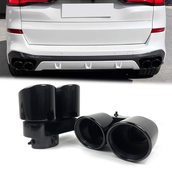 Black Exhaust Tips Tailpipe for BMW X5 G05 X6 G06 X7 G07 40i 2019-2024