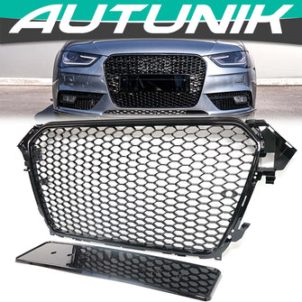 Honeycomb Sport Mesh RS4 Style Front Grille Black For 2013-2016 Audi A4 S4 B8.5