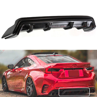 Matte Black For 2015-2018 Lexus RC300 RC350 F-Sport Shark Fin Rear Bumper Diffuser