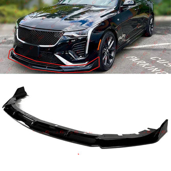 For 2020-2025 Cadillac CT4 V Style 3pc Gloss Black Front Bumper Lip Spoiler Splitter