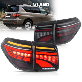 Smoked LED Tail Lights For 2017-2020 Nissan Armada With Start-UP Animation Rear Lamps