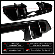 For 2023-2025 Honda Civic Type-R FL5 CTM Gloss Black Shark Fin Rear Bumper Diffuser