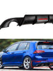 For 2018-2021 VW Golf GTI MK7.5 V Style Matte Black Rear Bumper LED Shark Fin Diffuser