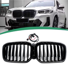 Signal Line Front Kidney Grille With LED Light For 2022-2024 BMW X3 X4 G01 G02 Gloss Black