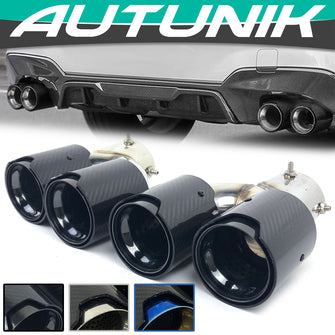 Black Carbon Fiber Stainless Exhaust Tips For 2019-2025 BMW G20 M340i G42 M440i G23 G26 M220i