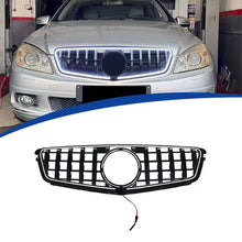 For 2009-2014 Mercedes Benz W204 C250 C300 C350 Front Bumper Grille W/LED Light Luminous GT Grill Gloss Black