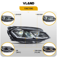 VLAND LED Projector Headlights For 2014-2017 VW Volkswagen Golf 7 W/Sequential