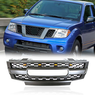 Grille Front Bumper Upper Grill Black w/Lights for Nissan Frontier 2009-2016