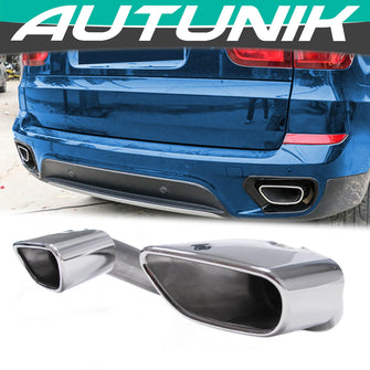 Chrome Exhaust Pipe Muffler Tips + Black Covers For BMW X5 E70 3.0si 30i 35d 2007-2010 et48