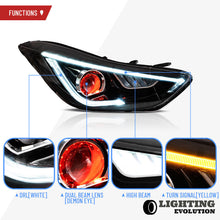 LED Projector Headlights For 2011-2016 Hyundai Elantra Demon Eyes Front Lamps