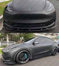 For 2020-2024 Tesla Model Y Winglet 4pc V Style Black Front Bumper Lip Splitter