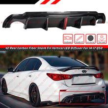 Real Carbon Rear Bumper Diffuser w/ LED Brake Light For 2014-2017 Infiniti Q50