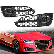 All Black Front Fog Light Grille Covers For Audi A8 S-Line S8 D4 2015–2018
