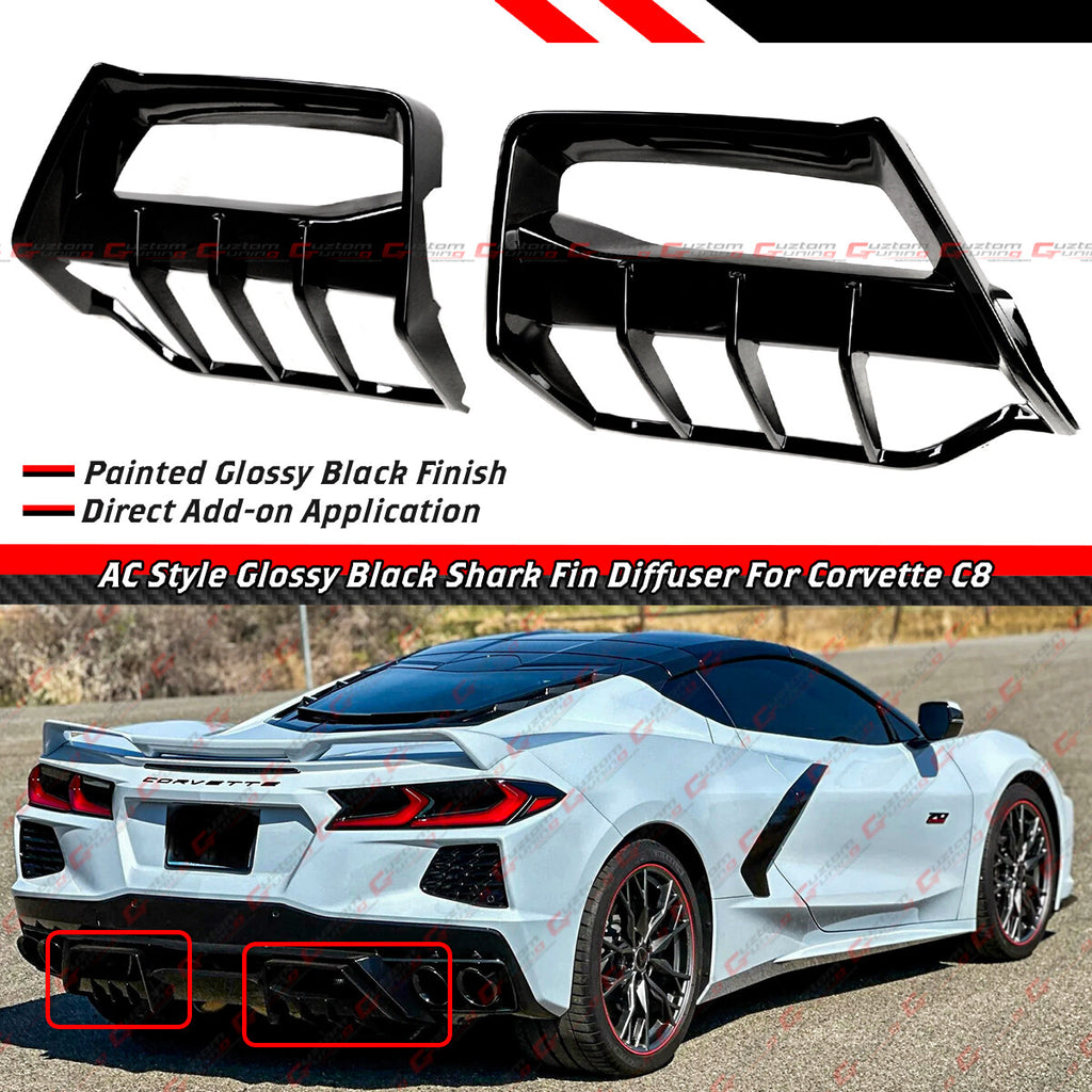 Gloss Black Rear Diffuser - For Corvette C8 Stingray Z51 E-Ray Models ...