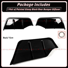 2 Piece For 2025-2026 Tesla Model Y Juniper Gloss Black Shark Fin Rear Bumper Diffuser Kit
