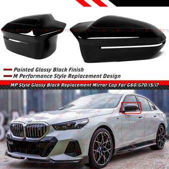Gloss Black Side Mirror Covers Cap Replacement For 2023–2025 BMW G60 G70 G90 i5 i7 M5