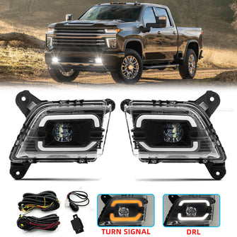 LED Fog Lights Lamps with DRL For 2019-2022 Chevy Silverado 1500 2500HD 3500HD