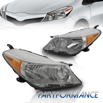 Pair Left+Right Halogen Headlights Headlamps For 2012-2014 Toyota Yaris/ Vitz Hatchback