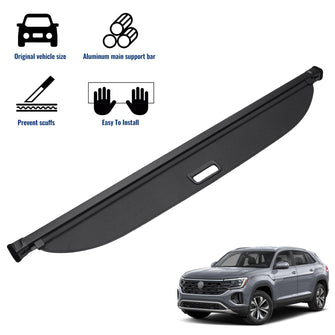 Retractable Rear Cargo Cover For VW Atlas Cross Sport 2020–2025 Security Shield