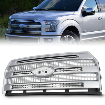 Front Bumper Grille For Ford F-150 2015-2017 Chrome W/O Parking Sensors