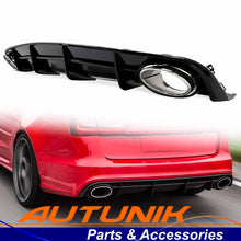Gloss Black Rear Diffuser + Silver Exhaust Tips for Audi A6 C7.5 S-Line 2016–2018