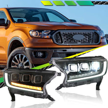 LED Headlight Assemblies Front Lamp DRL for Ford Ranger 2016-2019 Black