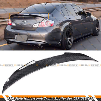 Honeycomb Carbon Fiber Duckbill Rear Trunk Spoiler For 2007-2015 Infiniti G35 G37 G25 Q40 Sedan Only