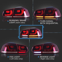 Full LED Sequential Tail Lights For VW Volkswagen Golf 6 MK6 R GTI GTD TSI TDI 2009-2013