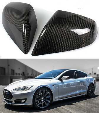 Add-On Real Carbon Fiber Mirror Cover Caps fit for 2021-2023 Tesla Models S