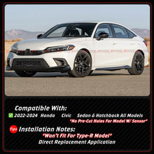 For 2022-2024 Honda Civic Gloss Black Front Lower Grill + Fog Light Bezel Cover Replacement