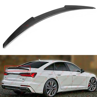 M Style Real Carbon Fiber Rear Trunk Spoiler Wing fit for Audi A6 S6 C8 Sedan 2019-2024