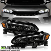 All Black Full LED Headlights For 2022-2025 Honda Civic Hatchback Sedan w/DRL Headlamps