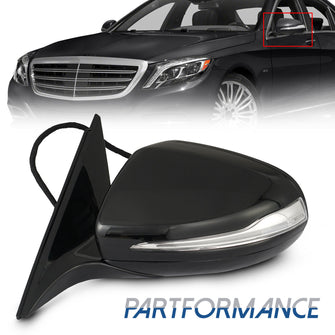 Black Left Driver Side Door Mirror w/ Blind Spot for Mercedes W222 S500 S550 S560 Sedan 2014-2020