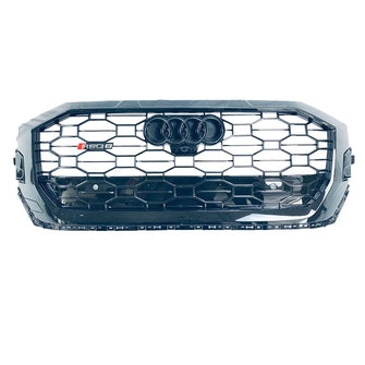 RSQ8 Style Honeycomb Black Front Grill For Audi Q8 SQ8 2019-2024 w/o ACC