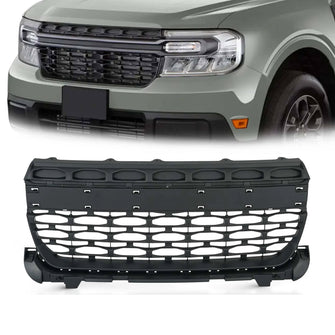 Front Bumper Grille Grill Assembly For 2022-2023 Ford Maverick Matte Black Grill w/o Distance Sensor