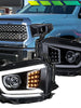 Black Smoke Projector Headlights Fits 2014-2021 Toyota Tundra LED Strip Lamps