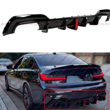 For 2019-2022 BMW G20 330i M340i CTM Gloss Black Rear Bumper Diffuser W/ LED Light