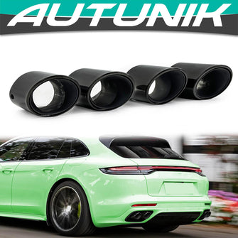 4pcs Black Exhaust Tips Pipe For Porsche 971 Panamera 4S Turbo 2017-2023