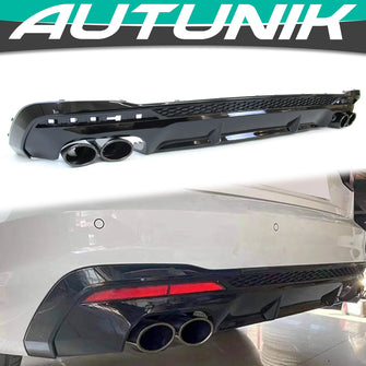 Gloss Black Rear Diffuser Exhaust Tips For AUDI A4 B9 Sedan S line 2020-2023