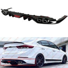 For 2017-2018 Hyundai Elantra Sedan Gloss Black Rear Bumper Diffuser w/ Extensions