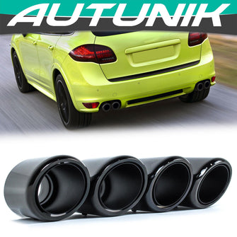4PCS/Set Black Exhaust Tips Tailpipe for Porsche 958.1 Cayenne S GTS Turbo 2011-2014