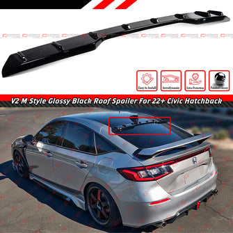 Gloss Black Rear Window Roof Spoiler Wing For 2022-2024 Honda Civic Hatchback