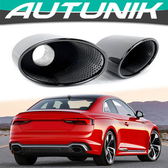 60mm Inlet Black Exhaust Tips Muffler for Audi A4 A5 A6 A7 Refit To RS4 RS5 RS6 RS7