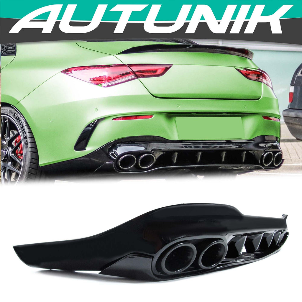Rear Diffuser + Black Exhaust Tips - For Mercedes CLA C118 2020-2023 ...